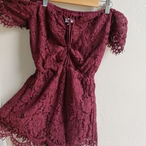 Lacey off-the-shoulder Romper